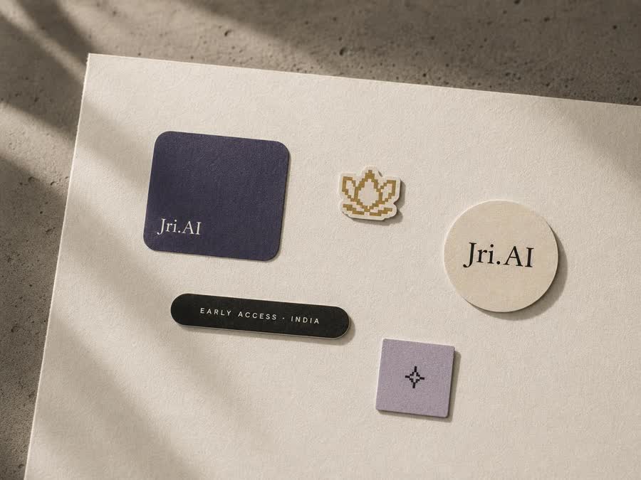 Die-cut sticker set on heavy ecru paper